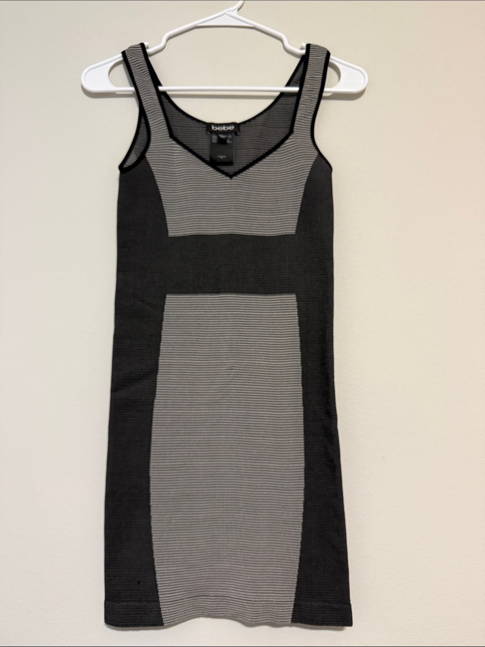 Y2K bebe Black and Gray Colorblock Midi Tank Dress PS